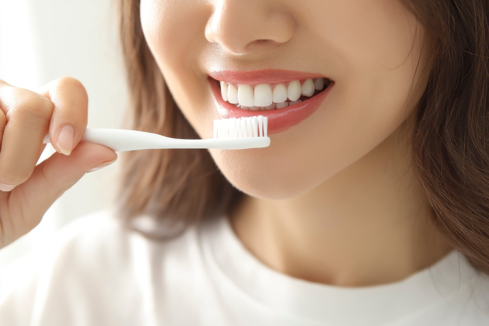 毎回丁寧に歯磨きをする様子