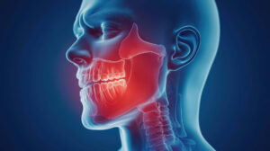 痛みがある顎の辺りの3Dイメージ